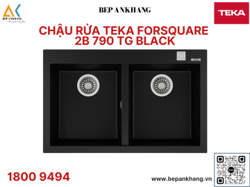 Chậu rửa Teka ForSquare 2B 790 TG Black - Chất liệu đá Thạch Anh - Xuất xứ Italia